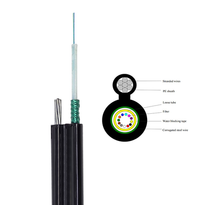 Uni cuadro 8 corazones autosuficientes del tubo GYXTC8S del cable de la fibra óptica 12